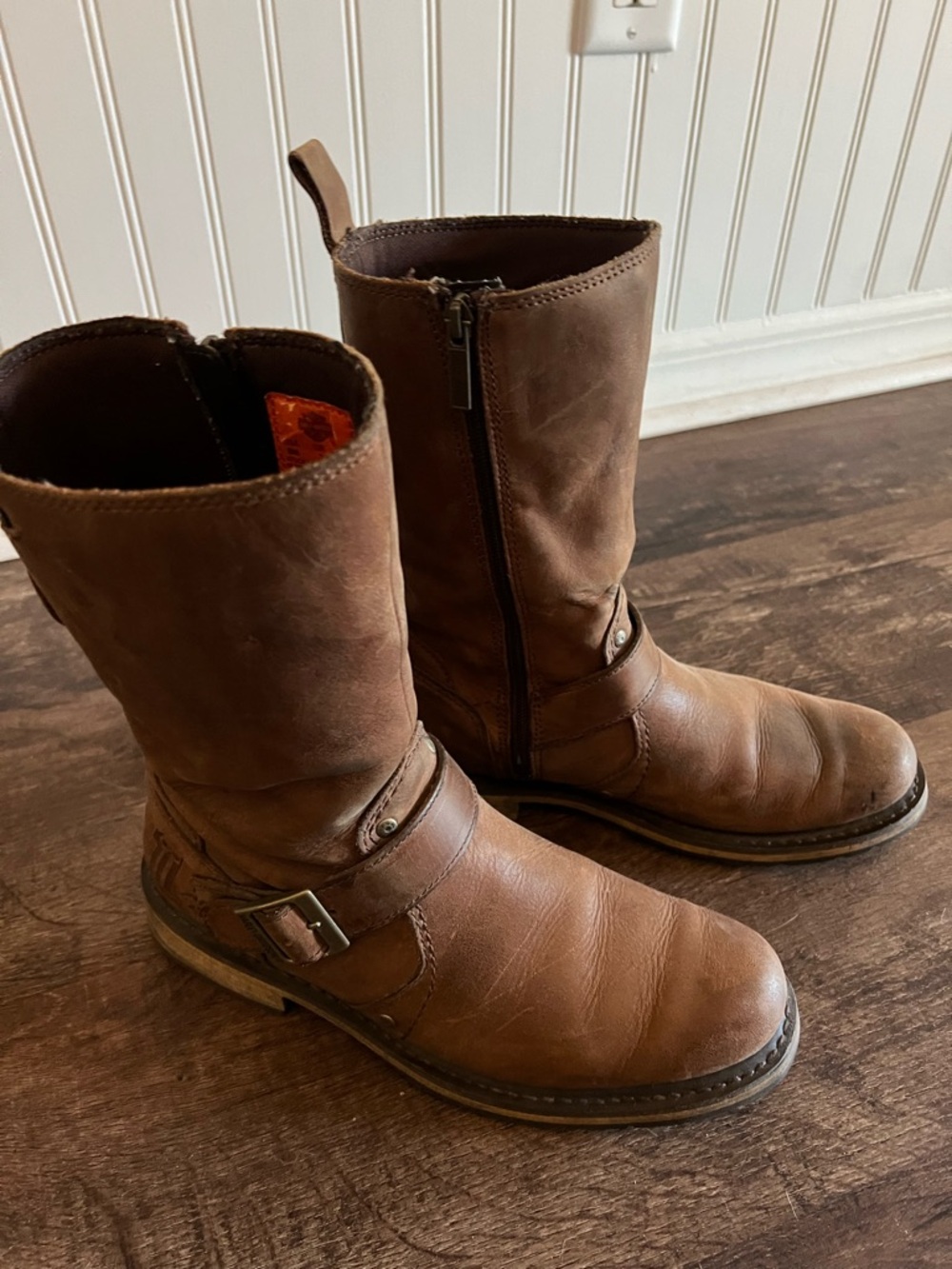 Harley-Davidson Brown Leather Zip Engineer Boots